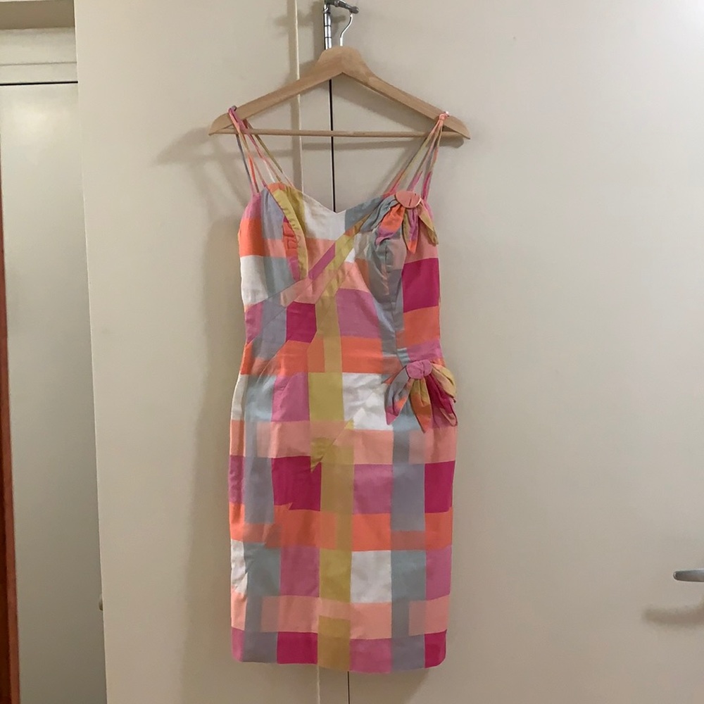 Vintage Alix of Miami tiki summer multicolor 1950s pinup dress small